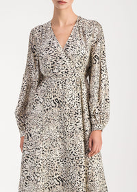 Robe midi croisée en soie - Taupe