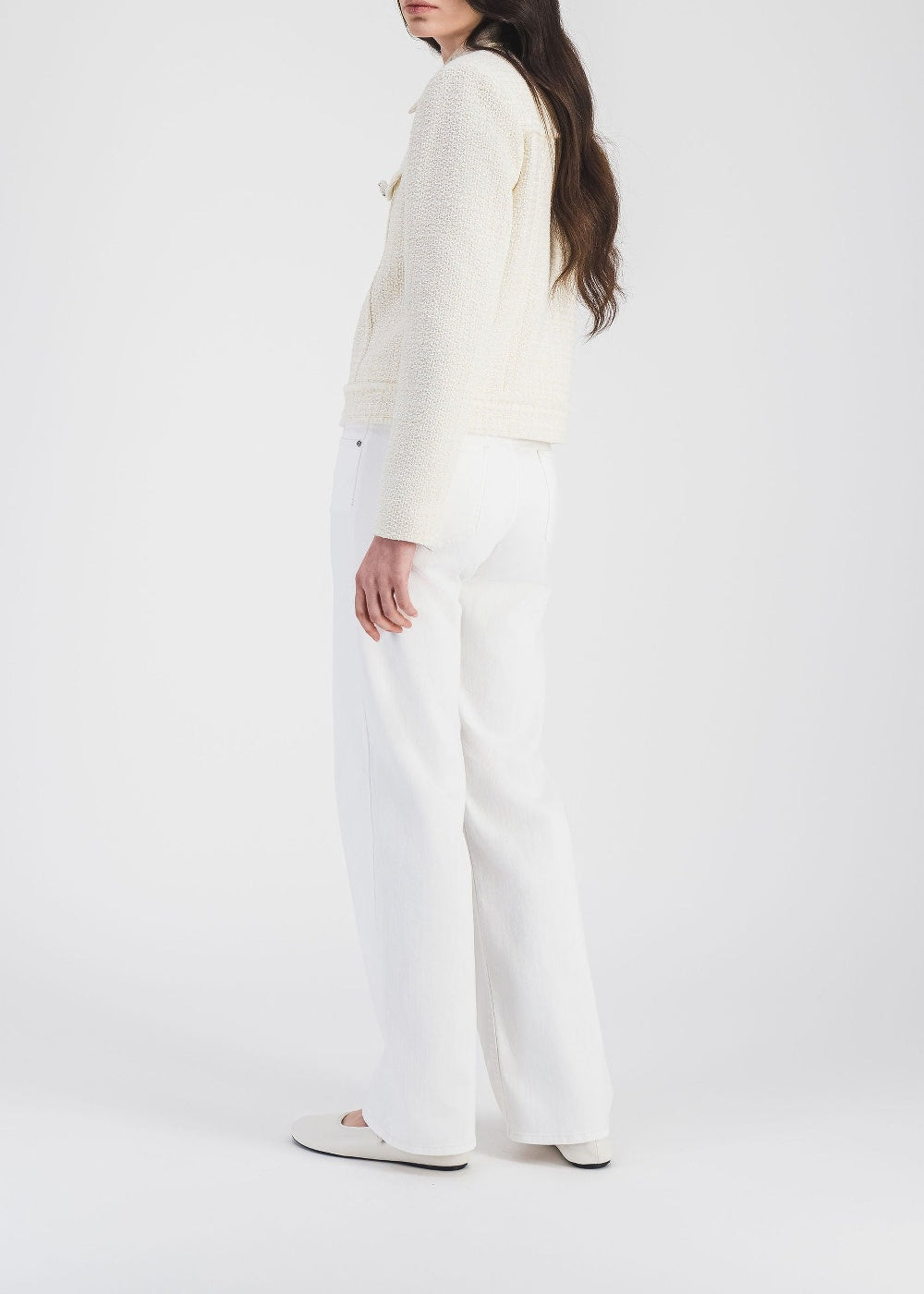 Textured cropped jacket - Off-white