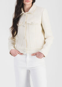 Textured cropped jacket - Off-white