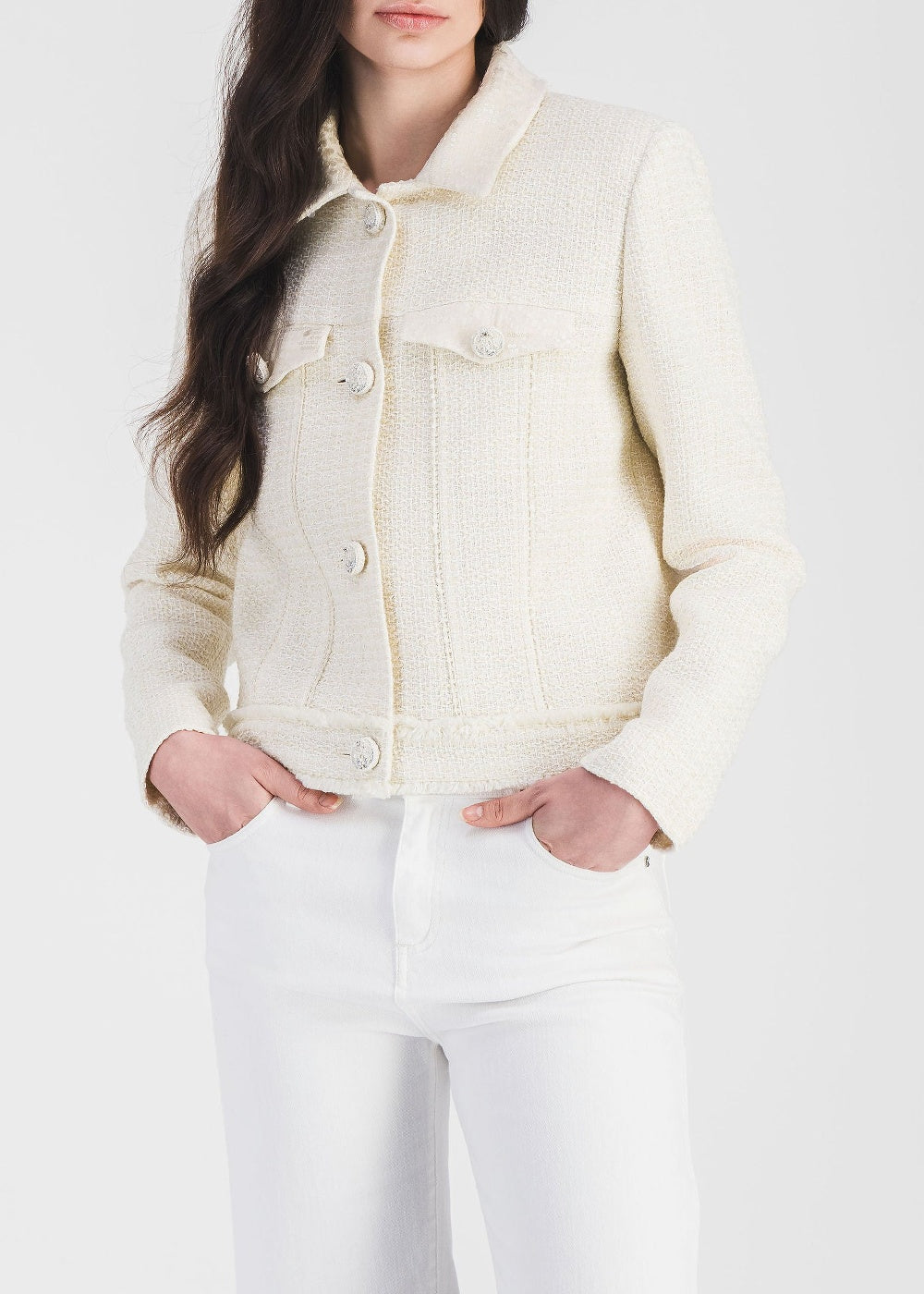 Textured cropped jacket - Off-white