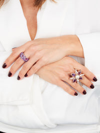 1qty DJV / QTY DISPO : 2-QTY VENDUES : 1-ST : 50% PRIX DJV : 395€ // Vermeil Bague vermeil rose sertie de Burmalite™ taille marquise améthyste et blanche /// RECO : 405€