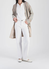 Geometric-print wool kimono coat - Light Beige