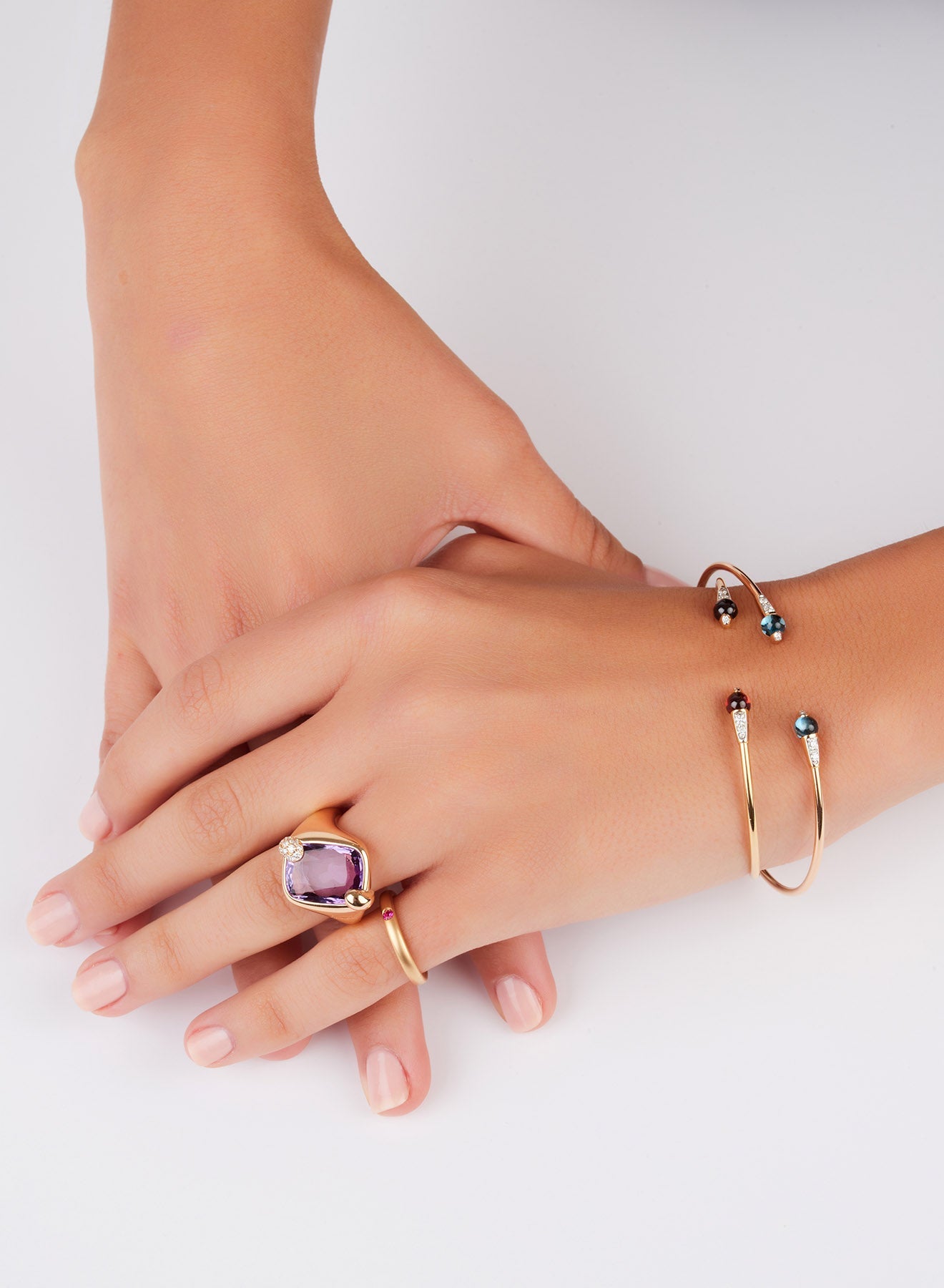Bague Lucciole en Or rose 18K & Saphir rose