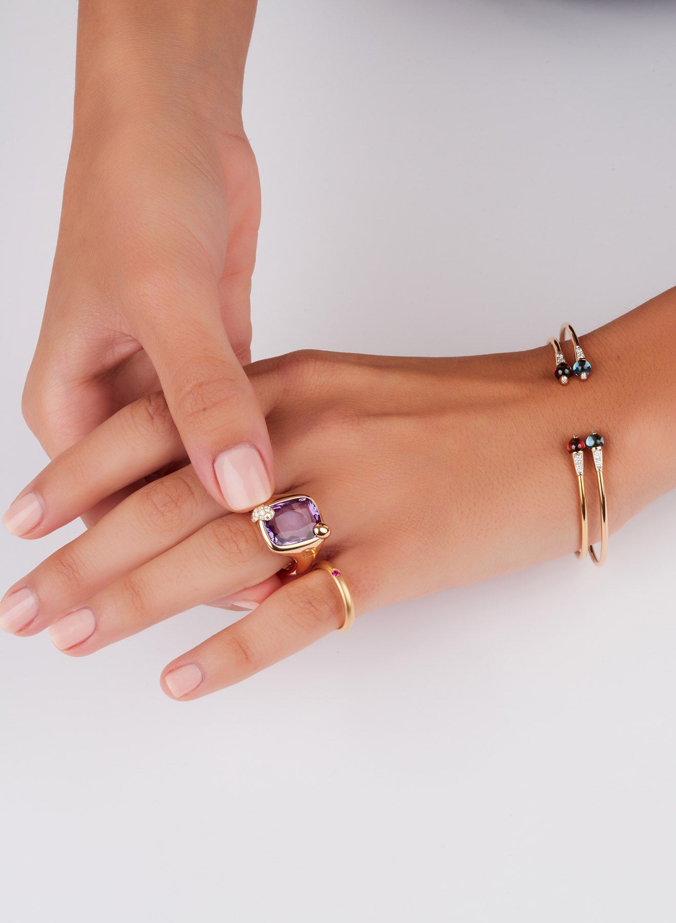 Bague Lucciole en Or rose 18K & Saphir rose