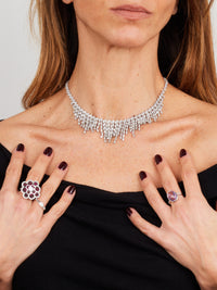 2qty DJV / QTY DISPO : 5-QTY VENDUES : 3-ST : 60% PRIX DJV : 150€ // Argent Rhodié Bague en argent rhodié sertie d'améthyste ovale et pavée de Burmalite™ blanche /// RECO : 188€