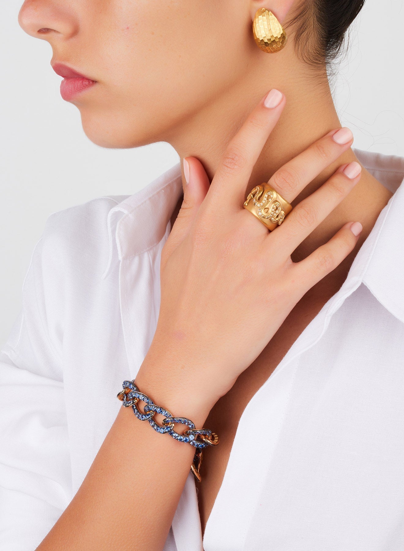 Bracelet Catene en Or rose 18K & Saphir