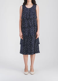 Silk dress with ruffled detailing - Navy