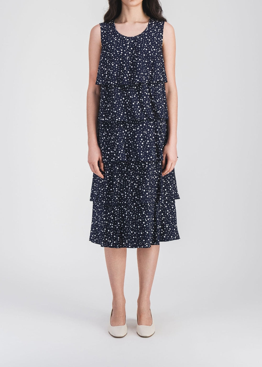 Silk dress with ruffled detailing - Navy