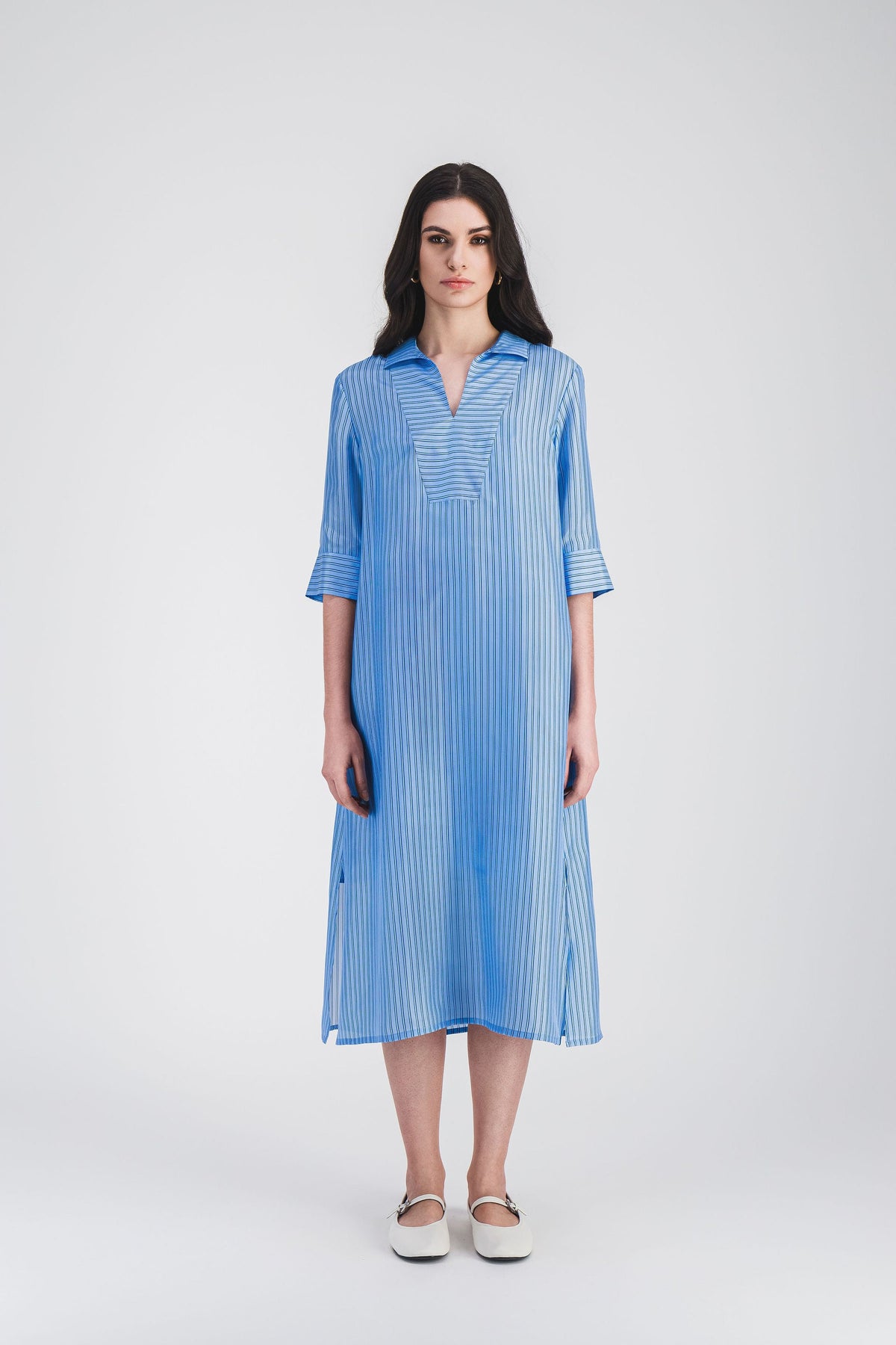 Robe midi style tunique - Bleu Denim