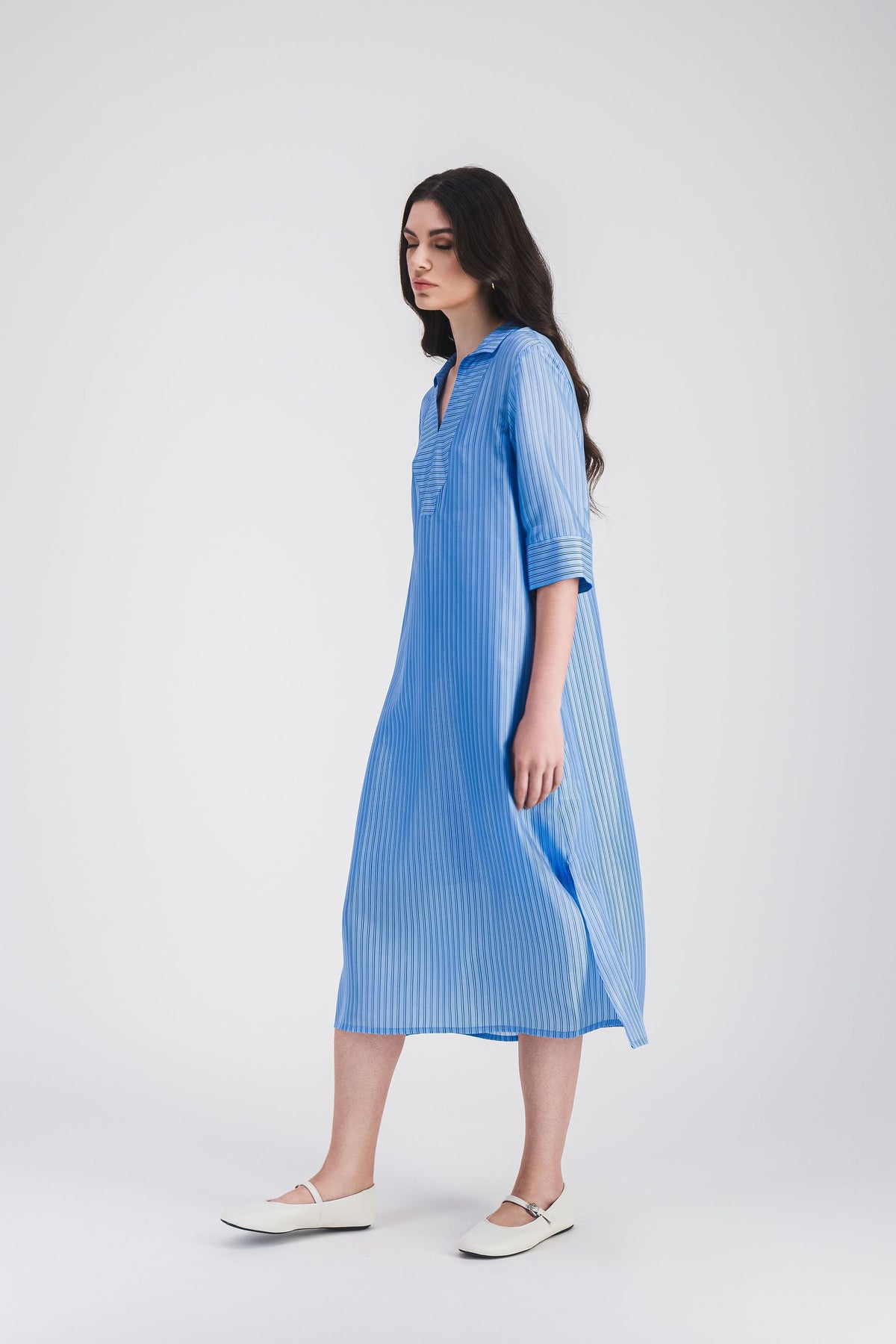 Robe midi style tunique - Bleu Denim