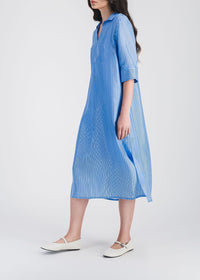 Striped silk midi dress - Blue