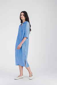 Robe midi style tunique - Bleu Denim