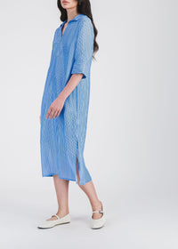 Striped silk midi dress - Blue