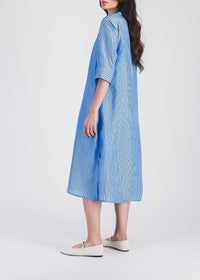 Striped silk midi dress - Blue