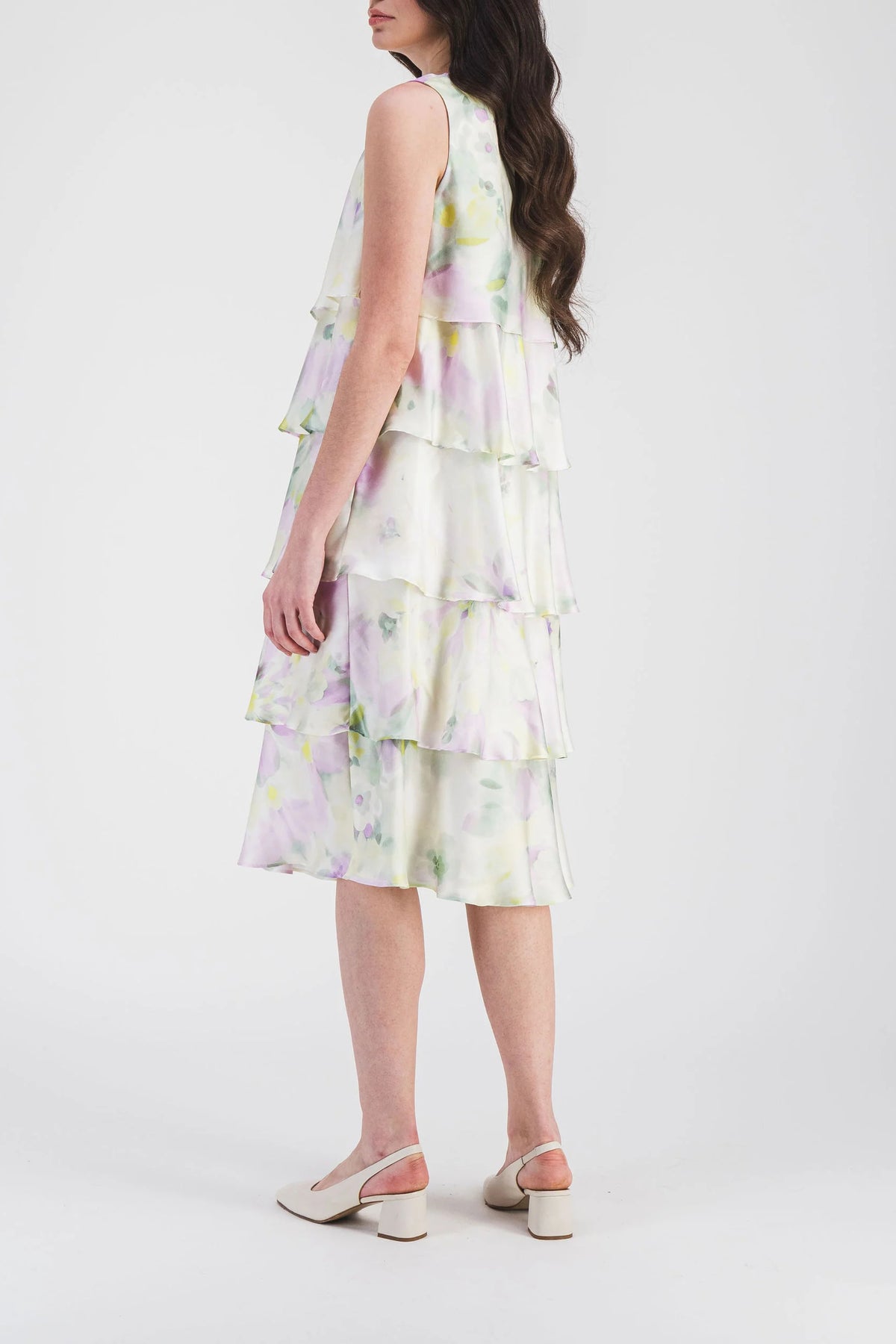 Robe à détails volantés en soie - Vert d'Eau