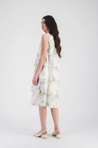 Robe mi longue a volants - Vert d'Eau