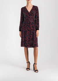 Robe cache-cœur à motif fleuri en soie - Muscat