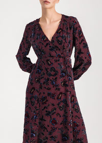 Robe cache-cœur à motif fleuri en soie - Muscat