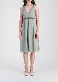 Robe midi fluide en soie - Sauge