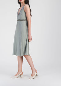 Robe midi fluide en soie - Sauge