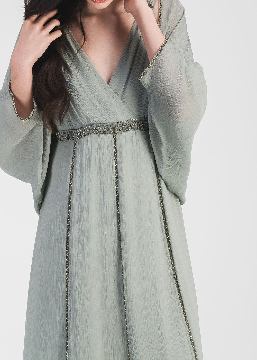 Robe midi fluide en soie - Sauge