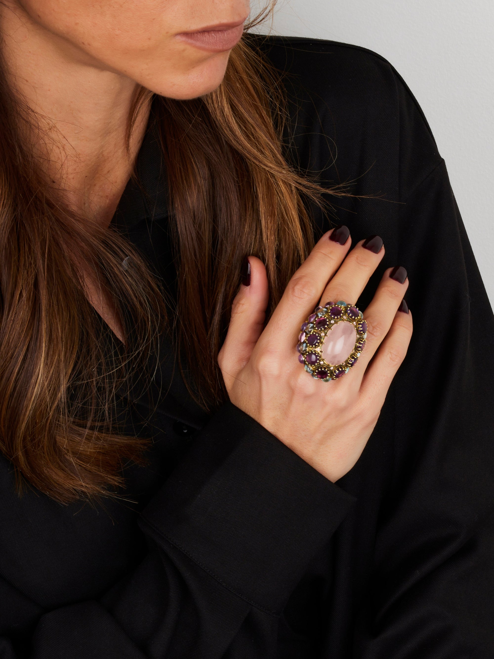 2qty DJV / QTY DISPO : 2-QTY VENDUES : 0-ST : 0% PRIX DJV : 950€ // Vermeil Bague en vermeil serti de pierres semi-précieuses cabochon quartz rose /// RECO : 875€