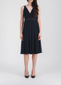 Robe midi fluide en soie - Marine