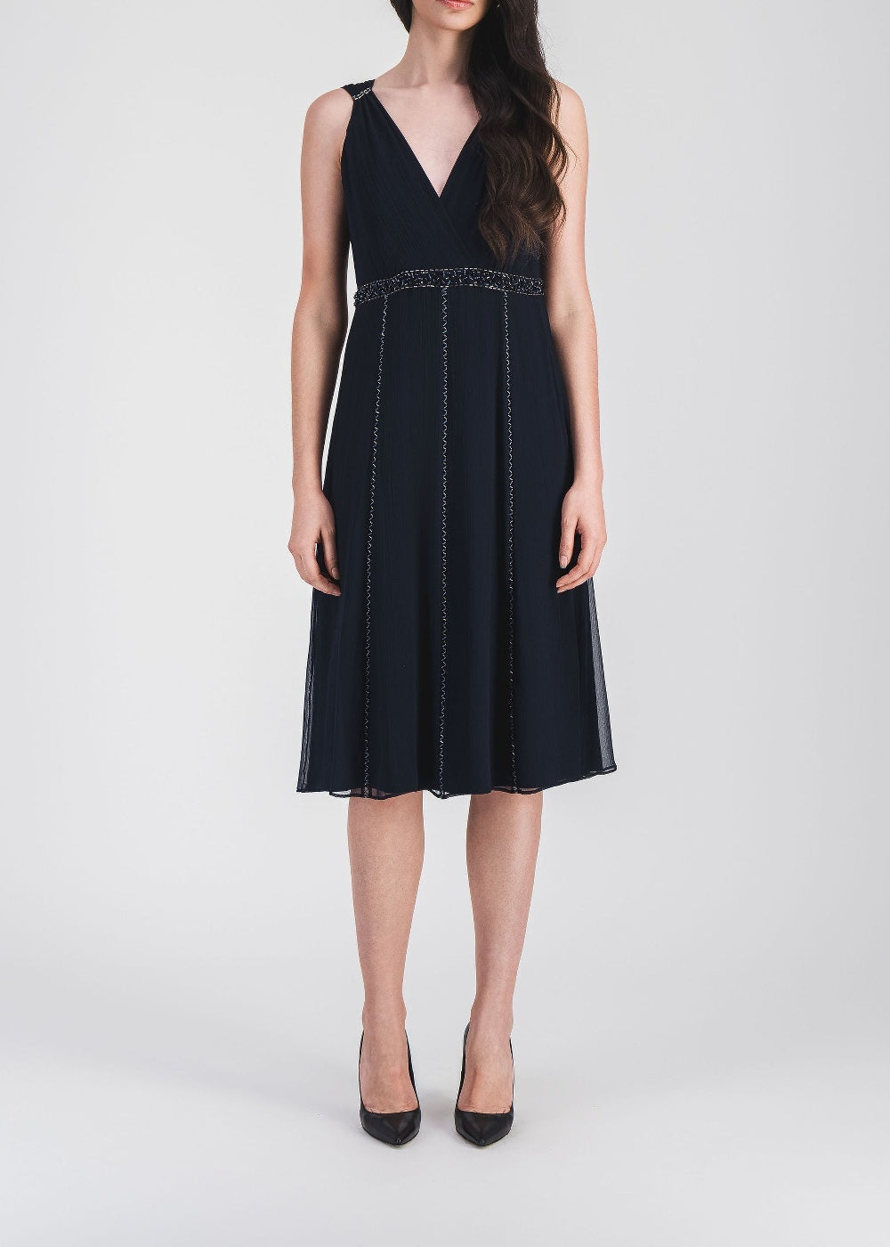 Robe midi fluide en soie - Marine