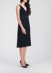 Robe midi fluide en soie - Marine