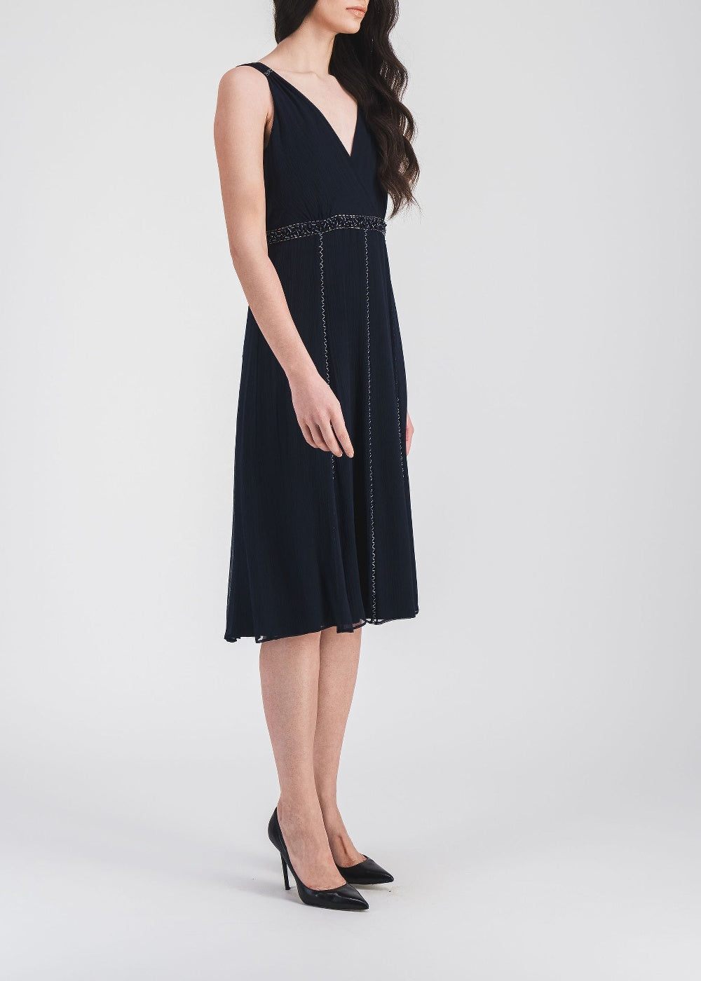 Robe midi fluide en soie - Marine