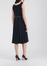 Robe midi fluide en soie - Marine
