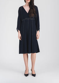 Robe midi fluide en soie - Marine