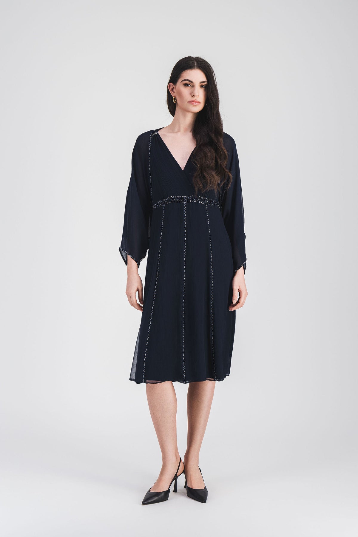 Bolero manche 3/4 broderie - Marine