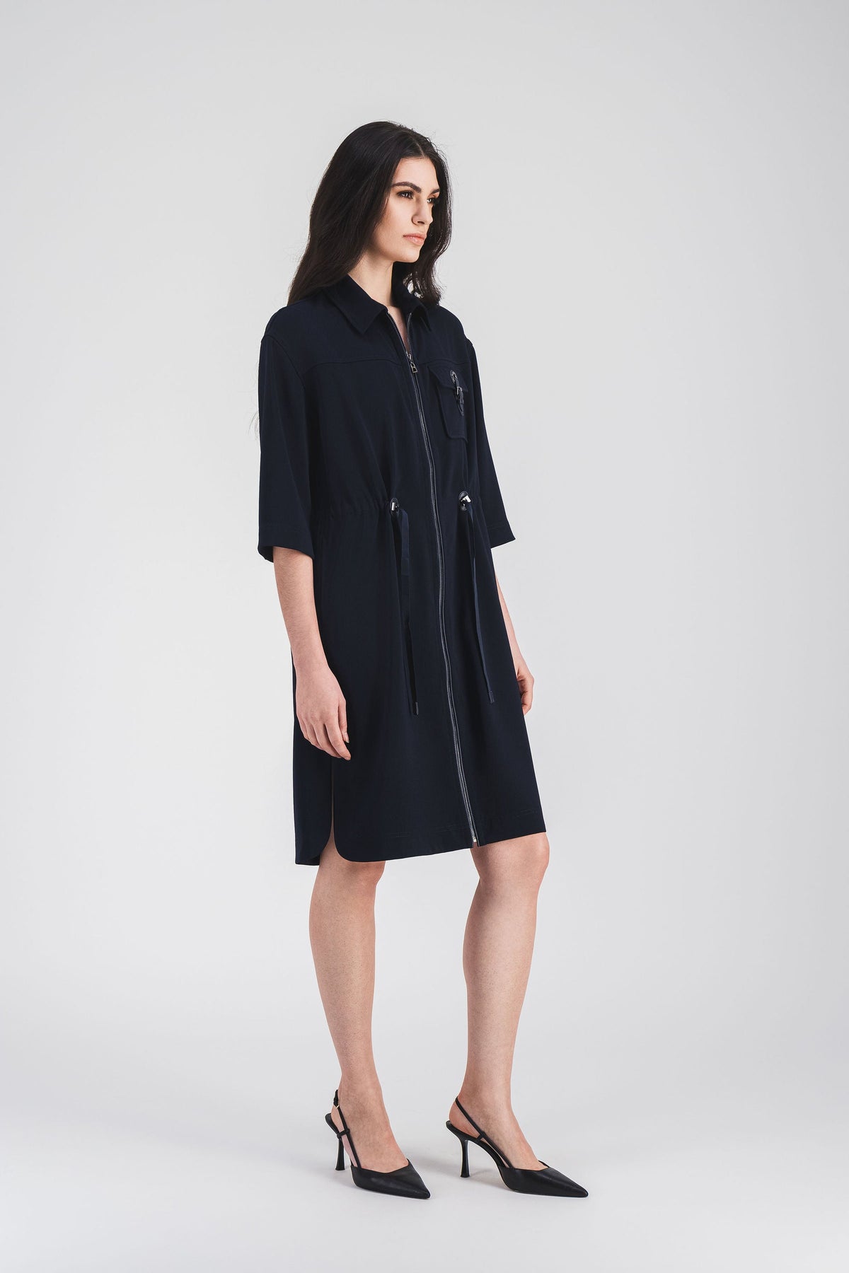Robe courte style surchemise - Marine
