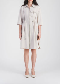 Robe courte esprit surchemise - Béton