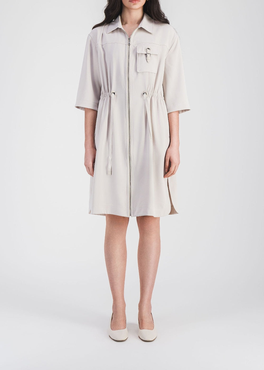 Robe courte esprit surchemise - Béton