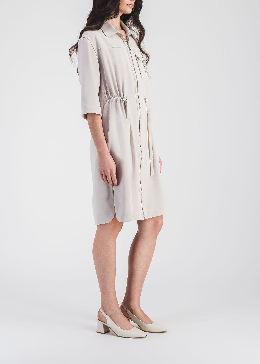 Robe courte esprit surchemise - Béton