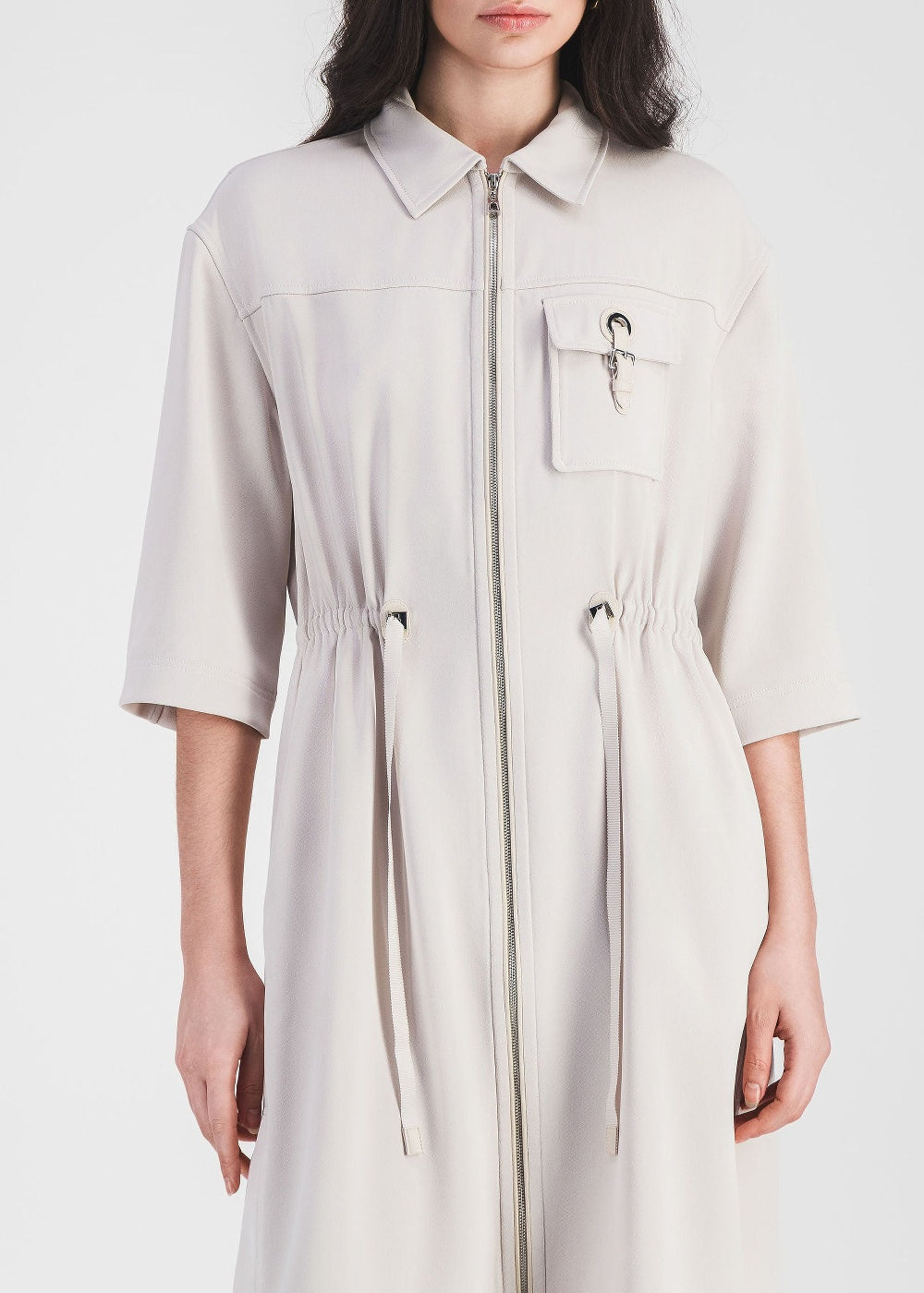 Robe courte esprit surchemise - Béton