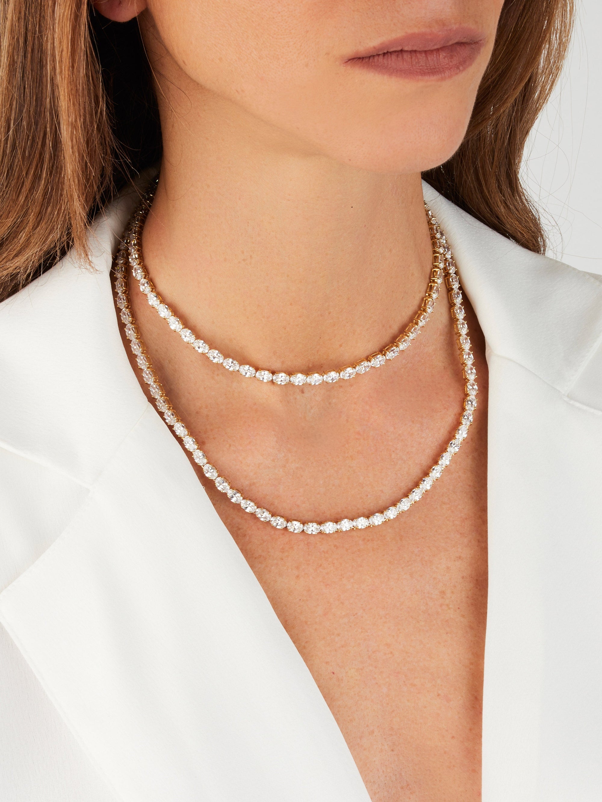 1qty DJV / QTY DISPO : 6-QTY VENDUES : 2-ST : 33% PRIX DJV : 995€ // Argent Rhodié Sautoir 90cm en argent rhodié serti de Burmalite™ blanche taille ovale 6x4mm /// RECO : 1170€