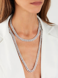 1qty DJV / QTY DISPO : 3-QTY VENDUES : 1-ST : 33% PRIX DJV : 1290€ // Argent Rhodié Sautoir double rangs en argent rhodié serti de Burmalite™ taille brillant 4mm /// RECO : 1325€