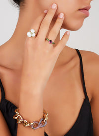 Capri Ceramica Ring in 18K Pink Gold & Tsavorite Garnet and Ceramics