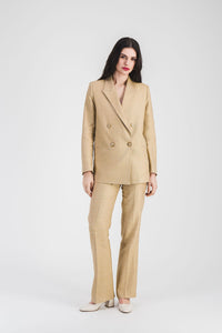 Veste croise 4 trous col - Beige Moyen