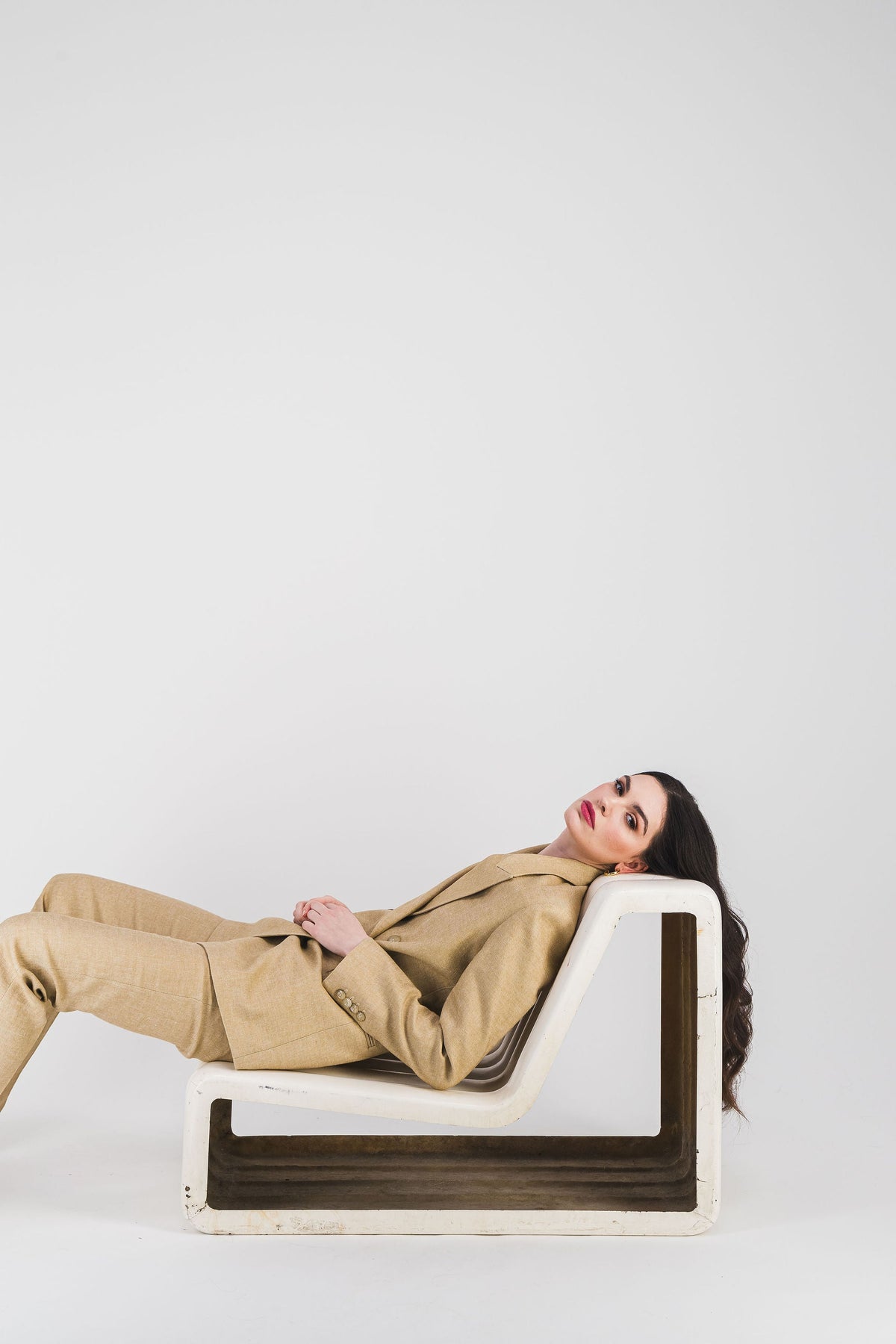 Veste croise 4 trous col - Beige Moyen