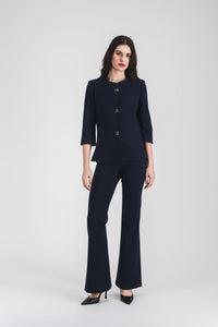 Pantalon evase surpiqure cote - Marine