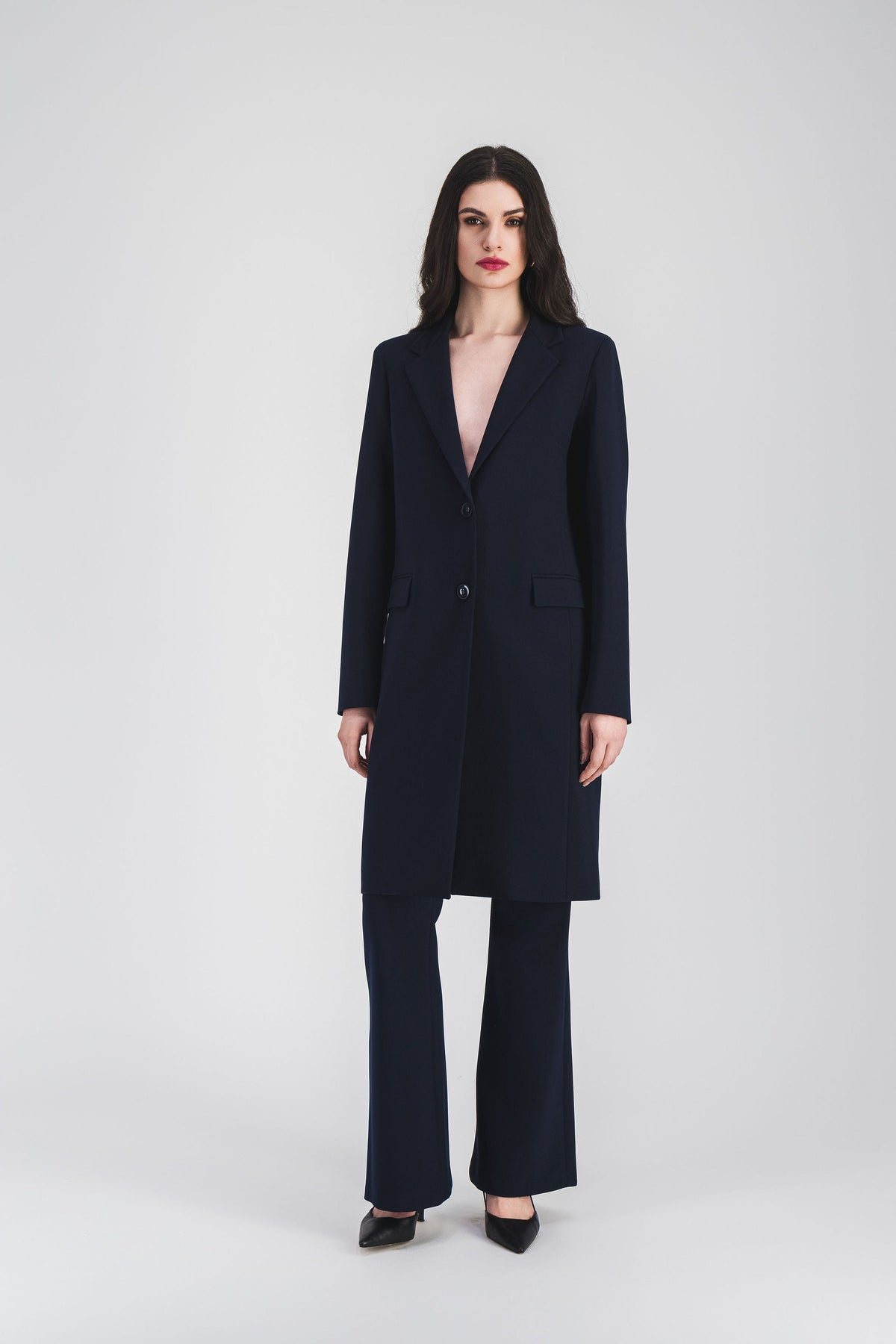 Manteau structure longueur mi - Marine