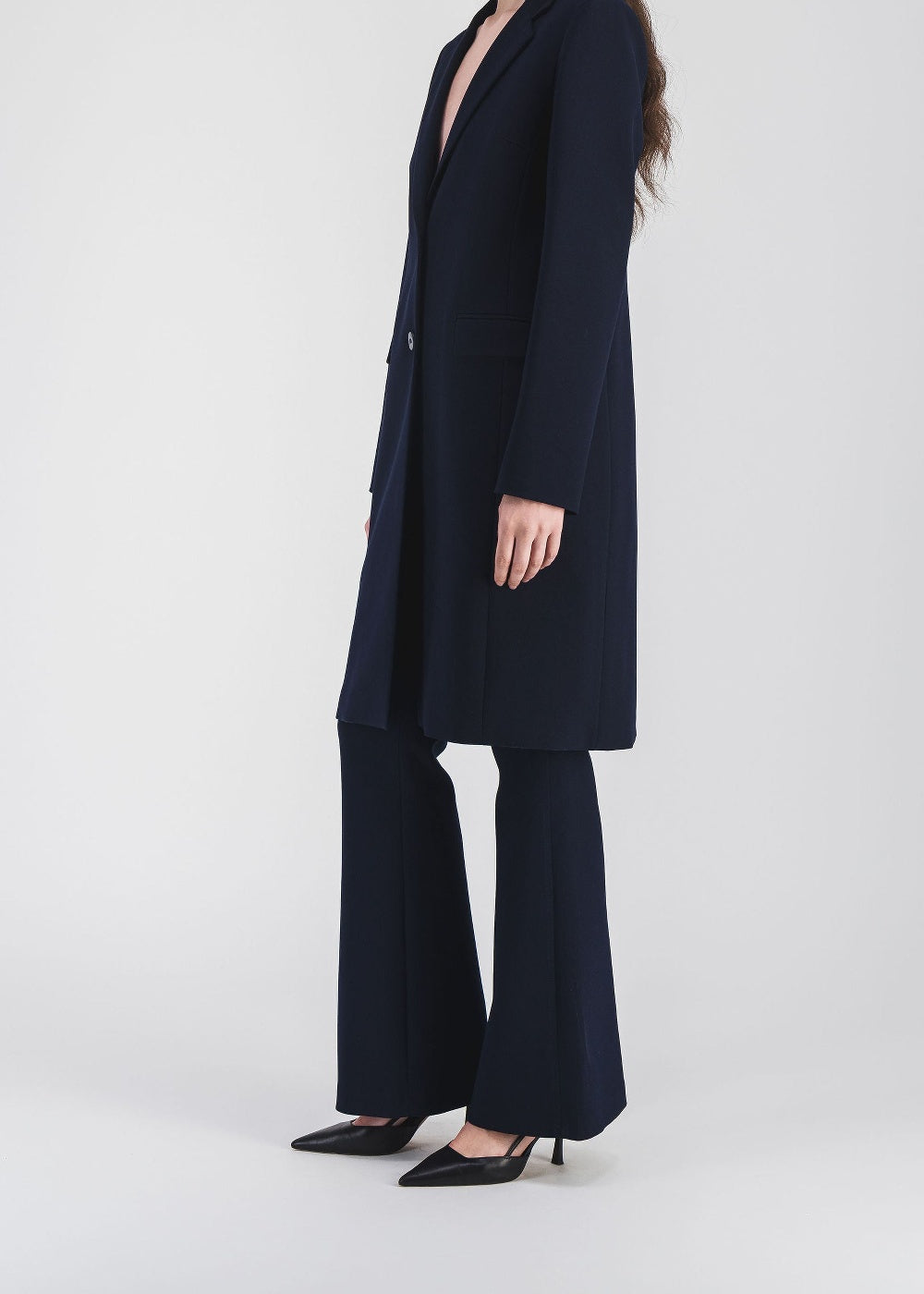 Long straight-cut coat - Navy