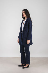 Manteau fluide tweed poche - Marine