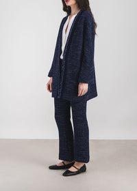 Flowing textured coat - Navy
