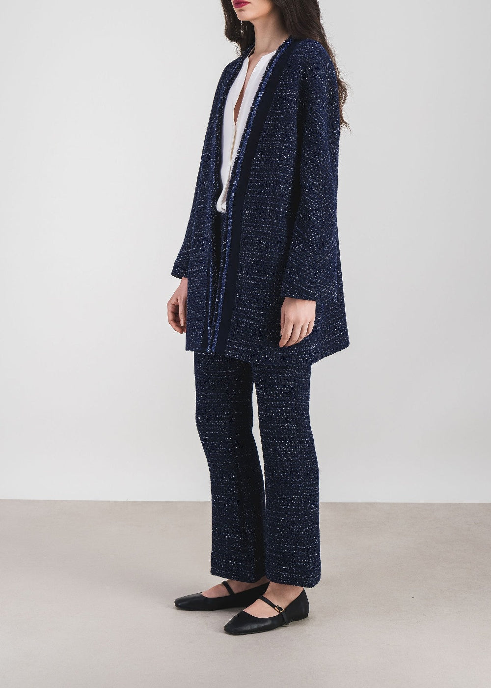 Flowing textured coat - Navy