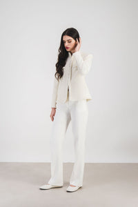 Veste col officier tresse col - Blanc Cassé